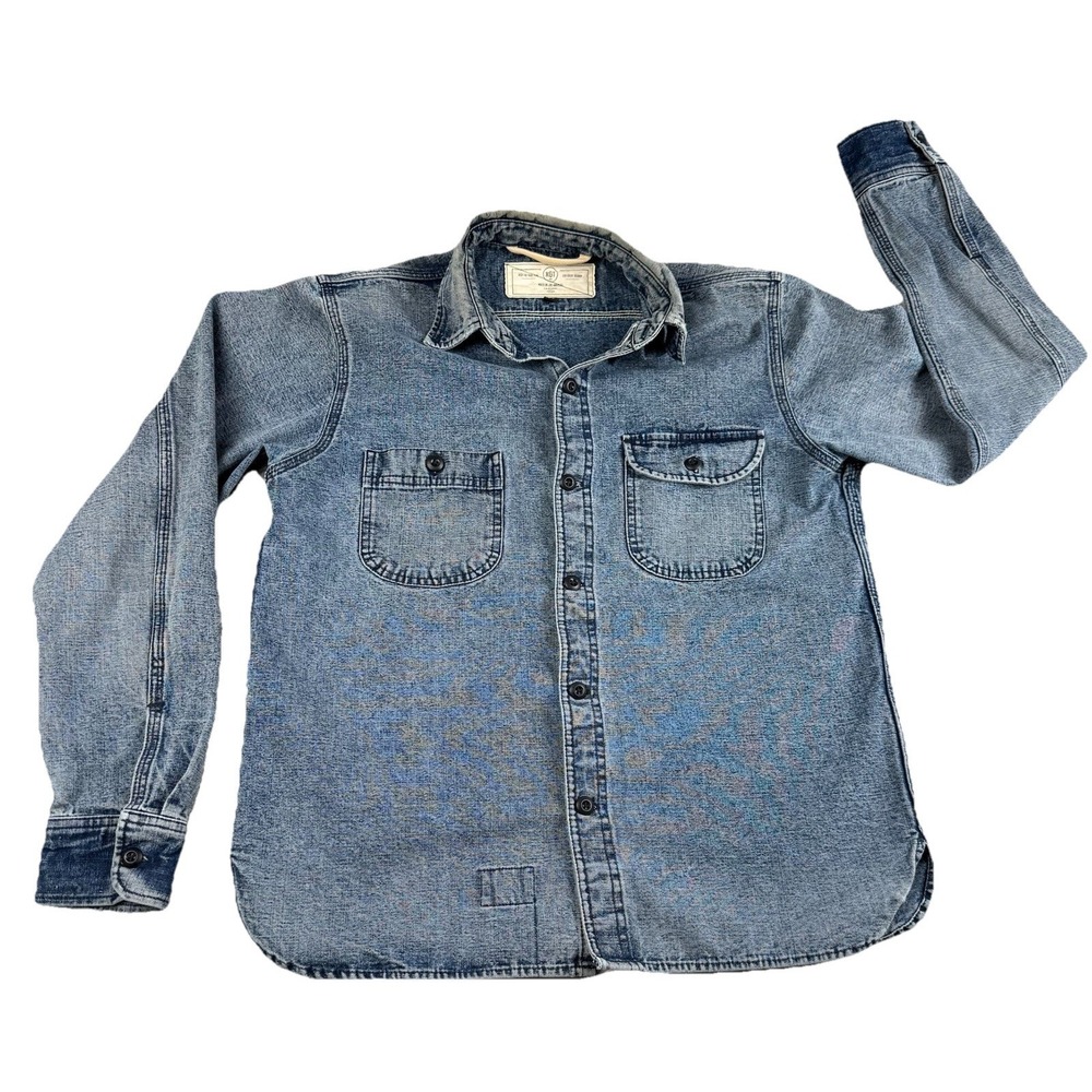 Rogue Territory Western Shirt Mens L Blue Rinsed Indigo Japanese Selvedge Canvas